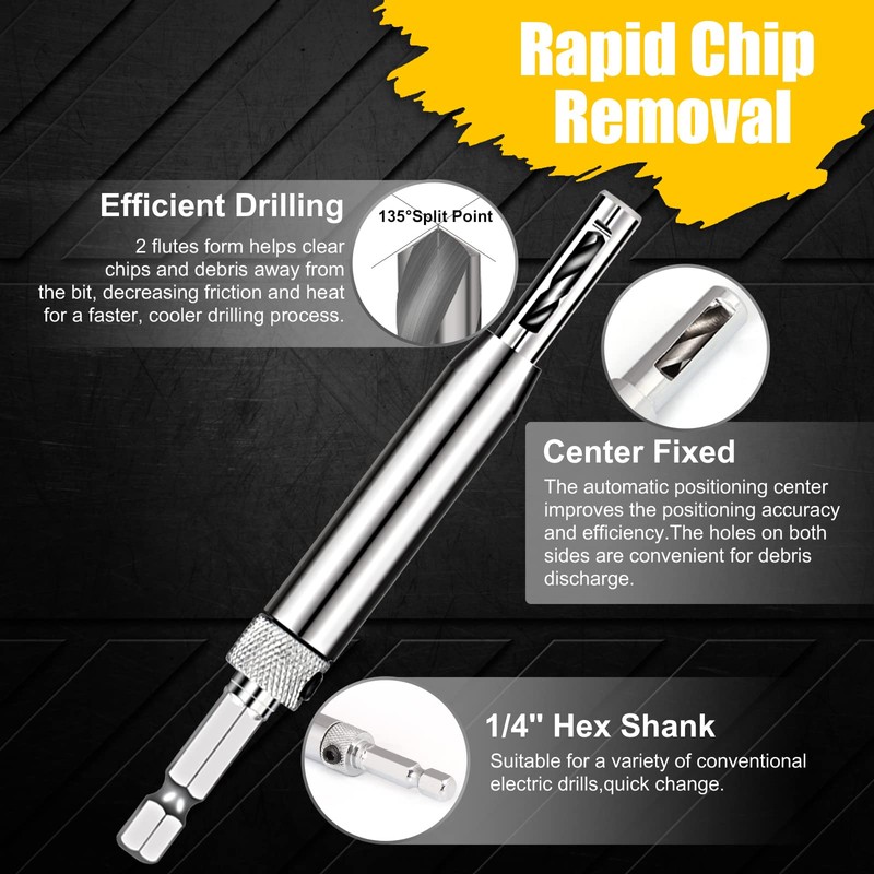 COMOWARE 17pcs VIX Bits Self Centering Drill Bit Set, 1/4"