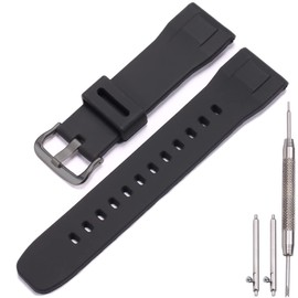 MCXGL waterproof Silicone watchband Compatible with Casio Protrek PRG-650Y 600 PRW6600 Men's sports Replacement Strap Bracelet 24mm Quick release Watch Strap (Black Black buckle)