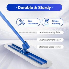 48"×12'' Concrete Bull Float Kit with 3×6ft Detachable Poles Round End Concrete Trowel Concrete Finishing Tools Cement Surface Smoothing Tool Kit with Float Pole Handles