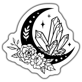 Unbranded CRYSTAL MOON ROSE Magnet, UNIQUE BOHO CRYSTAL MOON DECAL, SPIRITUAL ROSE CRYSTA