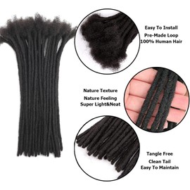 Loc Extensions Human Hair For Men/Women 8 Inch 0.6cm 20strands Width 100% Full Handmade Permanent Dreadlock Extensions Human Hair An Be Dyed Bleached Curled (100% Human Hair,Natural Black)