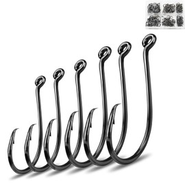 Atibin Steel Bass Fishing Hooks Freshwater Bait Sharp Fishing Hook Set Strong Stainless Fishing Hooks Saltwater 6 Sizes Set 180 Pack