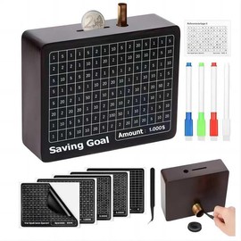 Money Saving Box for Adult with Counter,8 Sheets Piggy Bank for Kids,Savings Challenge Box with 8 Goals Vintage House Shape Money Box for Kids Creative Gift