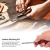 4pcs Leather Edger Professional Trimming Working Kit with Wooden Handle
