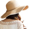 Lanzom Ladies 5.5" Large Bow Straw Hat Foldable Roll Up