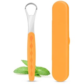 Rascador de lengua de acero inoxidable, limpiador de lengua para adultos, limpiador con estuche