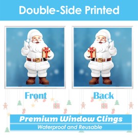 (9 Sheet) Tomario 190 Large Christmas Window Clings Stickers, 2024 Reusable Christmas Decal Double-Side with Snow Flakes Pattern for Xmas Decoration Home Bathroom Office