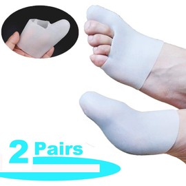 Gel Bunion Protector Sleeves, 4 Pack Silicone Metatarsal Pads with Toe Caps, Toe Blister Protectors, Foot Blister Protection for Corn,Bunions, Blister, Reduce Irration from Shoes