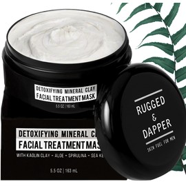RUGGED & DAPPER - Premium Face Mask for Men - Deep Pore Cleansing Treatment - Fights Blackheads + Acne + Excess Oil - USA Made with Natural Kaolin Clay - 5.5 Oz