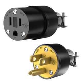ENERLITES Electrical Replacement Plug & Connector Set, Extension Cord Ends Male and Female, 15 Amp 125 Volt, Straight Blade Plug Grounding Type, NEMA 5-15P & 5-15R, UL Listed, 66212-BK, Black