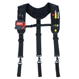 KUNN Tool Belt Suspenders,Heavy Duty 3-Points Padded Construction Work Pouch Suspender for Men with Tool Belt Loops - Color: Black