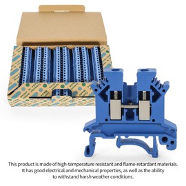 100pcs Blue UK-2.5B Din Rail Wire Terminal Block Voltage and Current Safety Ground Terminal Block 800V 32A 2.5 Square mm Universal Connector Screw Wire Connection
