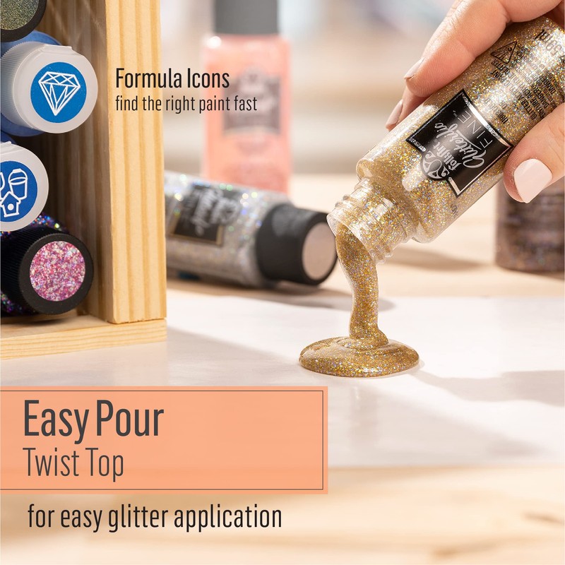 FolkArt Glitterific Fine Assorted Acrylic Craft Paints, Black Opal 2
