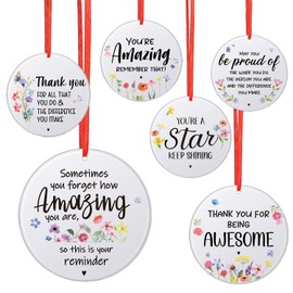 6 Pcs Thank You Gifts for Women Men Round Acrylic Pendant Thank You Hanging Ornaments Inspirational Gifts for Women Colleagues Nurses Appreciation Gifts for Employees Staff Coworker