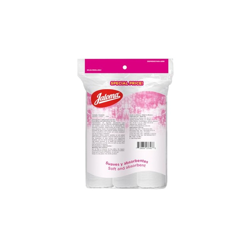 Jaloma | Tri-pack de Algodón Facial, 100% algodón, 3 packs
