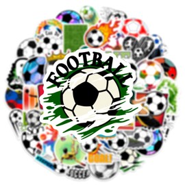 50 Pcs Soccer Stickers for Kids Teens Adults Boys,Laptop,Skateboard,Luggage,Car,Bike,Cup,Computer,Water Bottle Stickers Pack Decor,Football Vinyl Waterproof Sticker Decal