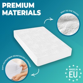 Mattress Protector Next to Me Waterproof 50x83 cm Premium Cotton Terry Cot Cover Fitted Sheet Soft and Breathable Top Mattress Protector Anti-Mite Hypoallergenic and Machine Washable