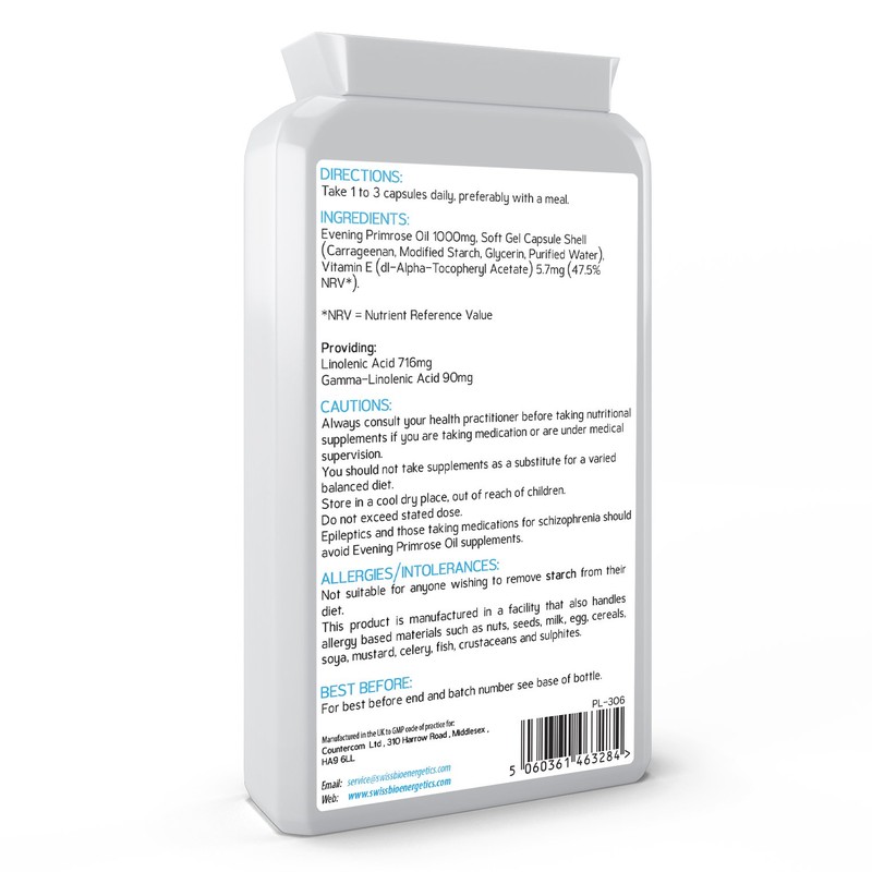 Evening Primrose Oil 1000mg 90 Capsules - Cold Pressed -
