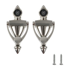 Geesatis 2Pcs Door Knocker with Peephole,5.3 inch Front Door Knocker,180 Degree View Angle Peephole,Silver