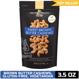 Squirrel Brand Sweet Brown Butter Cashews 3.5oz Resealable Bag Gluten Free Veget