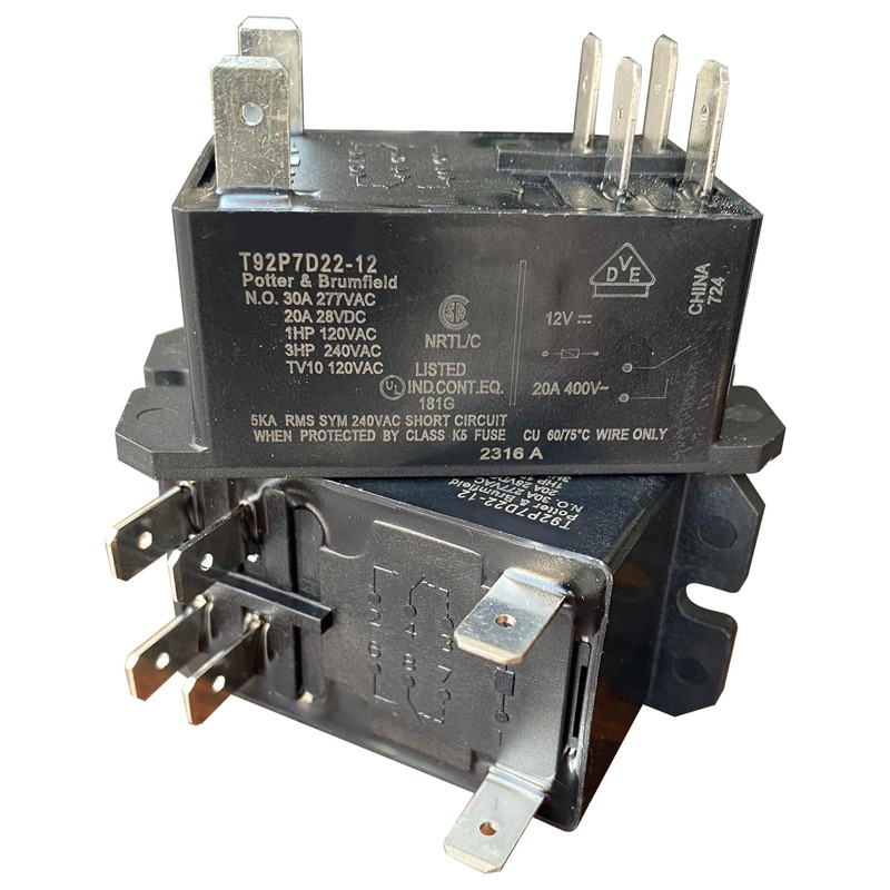 T92P7D22-12 Power Relay (2-Pack), 30A 12VDC DPST-NO 6-Pin, Compatible with