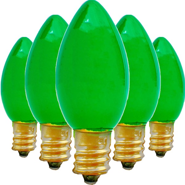 EST. LEE DISPLAY L D 1902 Indoor ＆ Outdoor String Light C9 Ceramic Christmas Steady Replacement Bulbs E17 Socket C-9 Candelabra Style Box of 25 (Solid Green)