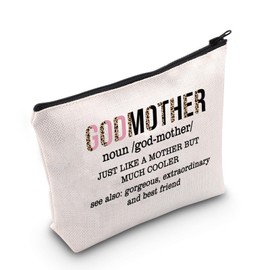 TGBJE Godmother Makeup Bag Zipper Pouch Godmother Proposal Baptism Gift Madrina Gift Christian Religious Cosmetic Bag (C-Godmother MU)