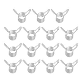 PATIKIL Spring Band Hose Pipe Clamps for 5-6mm OD Hose, 15 Pack Silicone Vacuum Constant Tension Band Clips for Fuel Line Silicone Air Hose Tube Water Pipe, Silver