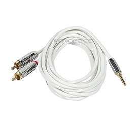Monoprice Audio Cable - 10 Feet - White | Stereo Male to RCA Stereo Male Gold Plated Cable for Mobile