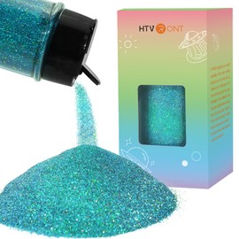 HTVRONT Holographic Extra Fine Glitter - Teal Blue Glitter 50 g/1.76 oz, Epoxy Glitter for Resin, Arts, Crafts, Nails, Candle Making, Face Body, Hair Makeup