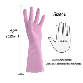HSL Household Cleaning Gloves - Reusable Kitchen Dishwashing Gloves with Latex Free, Cotton lining, Waterproof, Non-Slip (Large, 2 Pairs)