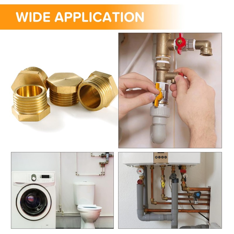 Lyeteung 4 PCS G3/8 Brass Hexagonal External Thread Cap, Brass