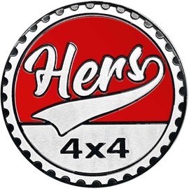 Hers Badge Rated Car Emblem, 4 x 4 Metal Automotive Badge 3D Metal Car Badges Emblems Round Emblem Decals Car Badge Decals Stickers for Jeep Wrangler Vehicles Trucks SUV
