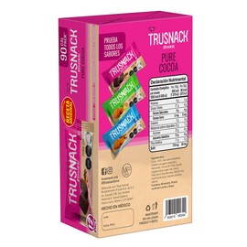 Trusnack Pure Cocoa - 90 Cal Pack - Gluten Free - Vegano ( Paquete 30g - 12 Pack Box)