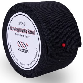 XKDOUS Elastic Band for Sewing, 2 Inch 7 Yards Black Knit Elastic Bands for Sewing Waistband Clothes and Pants Waist, High Elasticity