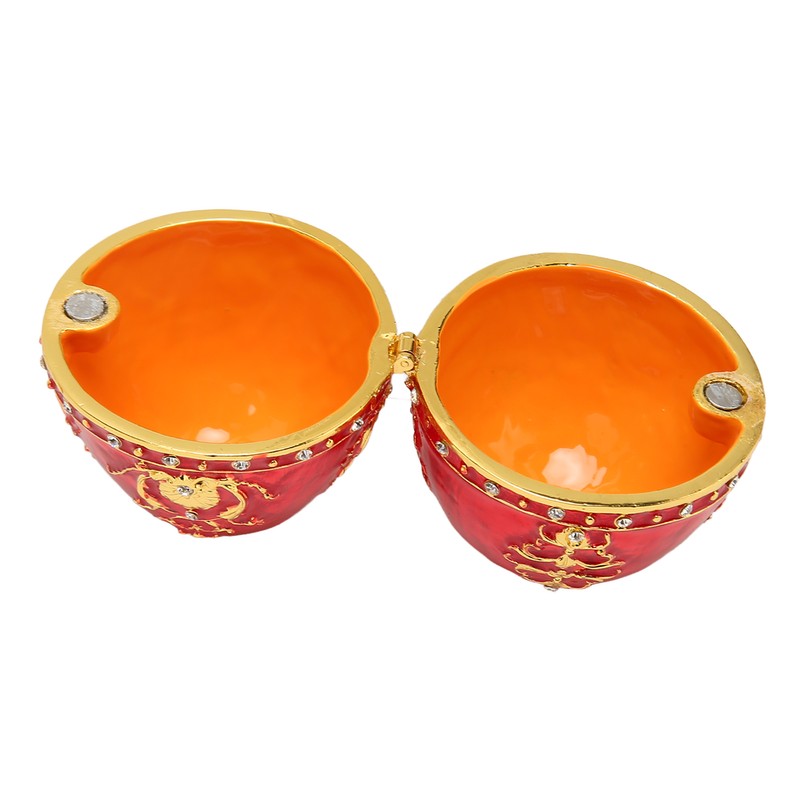 Egg Style Jewelry Trinket Box Zinc Alloy Hand Painted Enameled