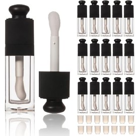 COSIDEA 18 tubos vacíos de 8 ml, cuadrados transparentes para brillo de labios, color negro, grande, varita de pie de doe para botellas de tinte de aceite de labios