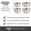 Oggi 3-Quart Two-Tone Stainless Steel Mixing Bowl, Great for Mixing,