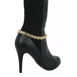 Unbranded Women Boot Gold Shiny Color Metal Chain Links Bracelet Shoe Anklet Bling Charm