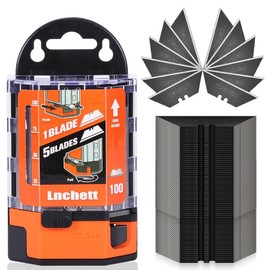 M MEEPO 100-Pack Utility Knife Blades, 5X Sharper Blackened SK-2 Razor Blades for Box Cutter, Never Rust Design, with 1-blade & 5-blade Dispenser