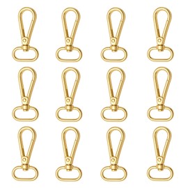 12 Stück drehbare goldene Karabinerhaken, Schlüsselanhänger Haken mit 360 Grad Klauenverschluss, Metall Karabiner für Hundehalsband, Rucksack, Tasche, DIY Basteln, Schlüsselringe, Lanyards