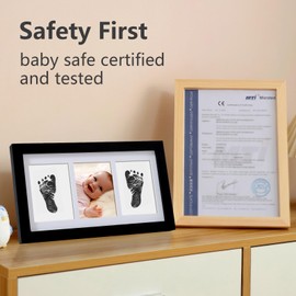 PewinGo Baby Handprint and Footprint Kit,Baby Framed Photo Kit with 100% Clean-Touch Ink Pad for Newborn Baby, Perfect Baby Gift-Black