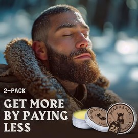 Striking Viking Bálsamo Para Barba Para Hombre – Fijación Ligera Sándalo 56 G(Paquete De 2)- Acondicionador Sin Enjuague Con Manteca De Karité Aceite 