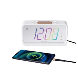 ZAPALA Expert Mulitcolor Alarm Clock for Bedroom, 2 Alarms Loud LED Big Display Plug in Simple Basic Digital Clock with USB Charging Port, Adjustable Volume, Dimmable, Snooze for Deep Sleepers Kids