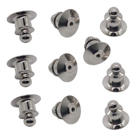 10 Piece Deluxe Round Clutch Silver Lapel Pin Clasp, Silver