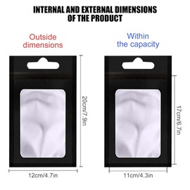 150 Pieces Resealable Mylar Bags Smell Proof Bags Holographic Packaging Bag Foil Pouch for Party Favor Food Storage (Black, 4.7 * 7.9in/12 * 20cm)