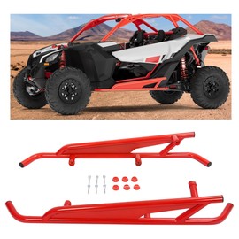 Kojem UTV Side Nerf Bars Rock Slider Compatible with 2017-2024 Can Am Maverick X3 / Turbo/R 2-Doors Replacement for 715003438 UTV Tree Kicker Protector - Red