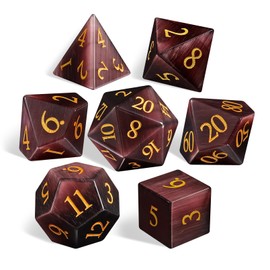 LUCKY-M Cat Eye DND Dice Sets, Gemstone Dice for Dungeons and Dragons, Stone Dice D&D Accessories RPG Dice MTG Women Gift (CE-Purple Red)