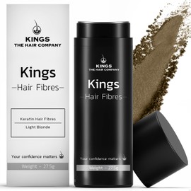 Kings Hair Fibres for Men & Women - 100% Natural 27.5 g Hair Thickening Powder for Thinning Areas, Bald Spots, Receding Hairlines & Beards (Light Blonde)