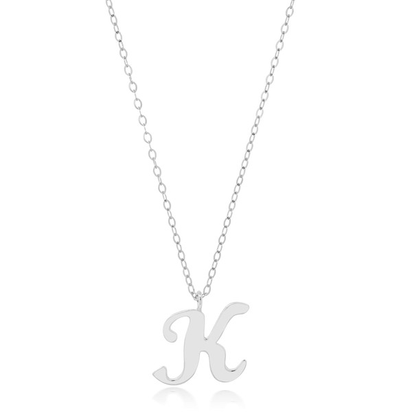 MAX + STONE 10k White Gold Small Script Initial Letter